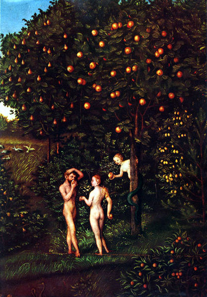 Lucas_Cranach_(I)_-_Adam_and_Eve-Paradise_-_Kunsthistorisches_Museum_-_Detail_Tree_of_Knowledge-2