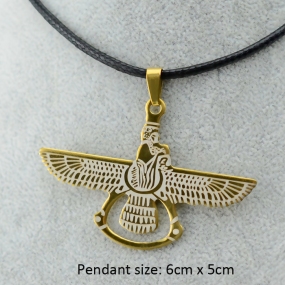 6pcs-9-00-Gold-Stainless-Steel-Persian-Zoroastrianism-Farvahar-Pendant-Rope-Necklace-Zarathustra-Ahura-Mazda-Iranians